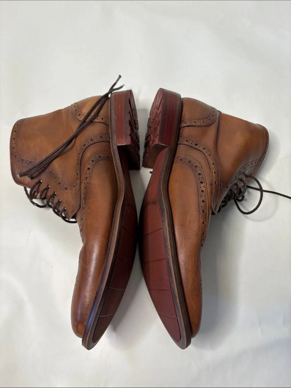 Aston Grey Erane Men's Brown Leather Lace up Brogue Chukka Wingtip Ankle Boots